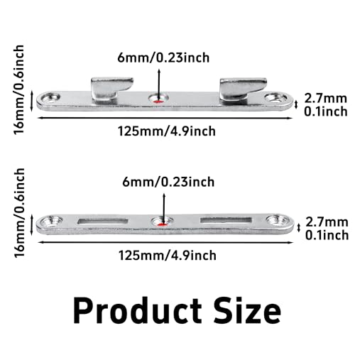 4PCS 5Inch Bed Rail Fasteners, Metal Bed Rail Brackets with Hooks, Heavy Duty Bed Frame Connectors, Replacement Parts for Wood Headboard and Side Rail (Silver)