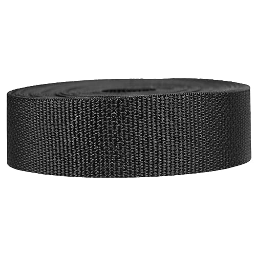 Strapworks Lightweight Polypropylene Webbing - Poly Strapping for Outdoor DIY Gear Repair, Pet Collars, Crafts – 1.5 Inch by 10, 25, or 50 Yards, Over 20 Colors - color: Black, size: 1.5" x 25 yard