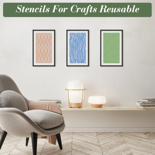 Geometric Texture Stencils for Crafts Reusable 12Pcs Stencils(8.5X4.7 Inch) - color: Texture 30