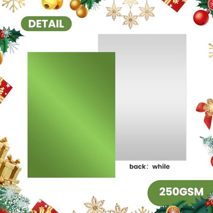 24 Sheets Christmas Metallic Cardstock Paper 8.5 X 11", 92lb Thick Gold Foil Cardstock Shiny Mirror Paper Glitter Paper for Crafts Scrapbook Card Making Invitations (Red Green Gold Silver) - color: Red Green Gold Silver