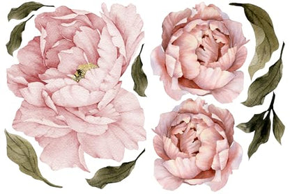 Pink Peonies Wall Decals Floral Wall Decal Peel and Stick Wallpaper Sticker