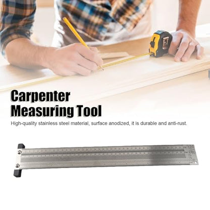 Ultra Precision Marking T-Rule Hole Ruler Stainless Scribing Mark Carpenter Line Carpenter Measuring Tool(16 inches) - size: 16 inches