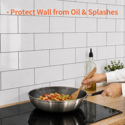10 Sheets Polished White Peel and Stick Backsplash,11.8''x11.8'' PVC Subway Tile with Grout, Heat Resistant Stick on Tiles for Kitchen,Waterproof Peel and Stick Wall Tiles for Bathrrom - color: Polished White