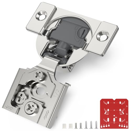 Chibery 10 Pack 1/2” Overlay 4D Soft Close Cabinet Hinges, Concealed Face Frame, Adjustable Closing Speed, 105° Opening Smooth Slow, Hidden Self Closing for Kitchen Corner, Cupboard (with Template) - size: 1/2” Overlay