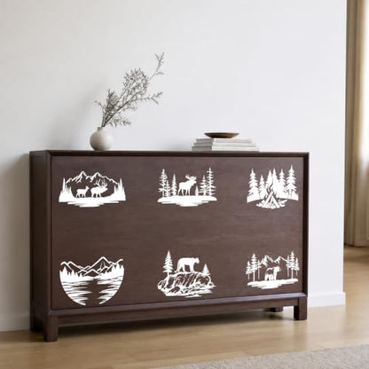 Large Forest Stencils for Walls Reusable Painting Templates for Crafts Wood - style: Mountain animals