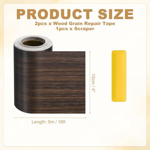 HARFINGTON Wood Grain Repair Tape 4" x16ft Self-Adhesive Repair Patch - color: Black Walnut, size: 4" x 16ft