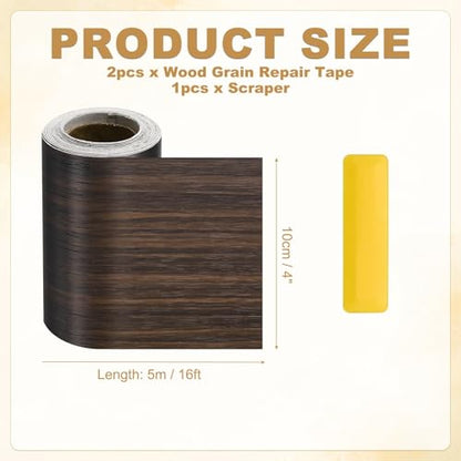 HARFINGTON Wood Grain Repair Tape 4" x16ft Self-Adhesive Repair Patch - color: Black Walnut, size: 4" x 16ft