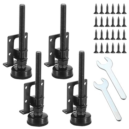 OwnMy 4PCS Adjustable Furniture Leveling Feets L Shaped Furniture Levelers - size: 4.7"H-Black