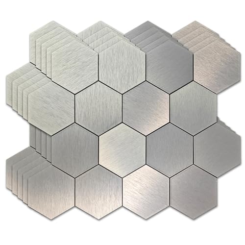 Mosaic Wall Sticker, 13.4x11 Inch, Silver, 10 Pack - color: Silver1