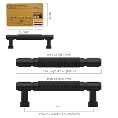 Amerdeco 10 Pack Matte Black knurled Cabinet Pulls 3.75" - color: Matte Black, size: 3.75" hole center