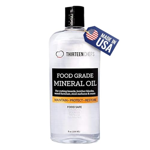 Thirteen Chefs Cutting Board Maintenance Kit - Mineral Oil 8oz & Wood Cleaner Spray 16oz - Food Grade Butcher Block Conditioner & Cleaner