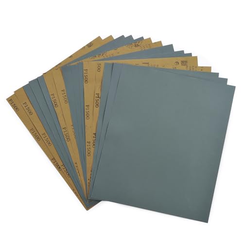 1500 Grit Sandpaper 15PCS, Wet Dry Sandpaper Sheets 9 x 11 Inch, Silicon Carbide Abrasive Sanding Sheets, Sand Paper for Wood Furniture Finishing, Metal Sanding, Automotive Polishing - style: 1500 Grit