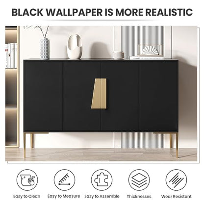 Peel and Stick Wallpaper Black Contact Paper for Cabinets and Drawers - color: Black, size: 15.7" x 118"