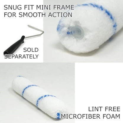 Allgala 6" Mini 3/8" Nap Shedless Microfiber Paint Roller Cover for Door Trim Furniture Cabinets - 144 Pack - size: 6" Micro (Pack of 144)