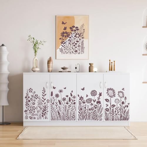 Large Reusable Flower Wall Stencils for Painting & Crafts, 9-Pc Kit