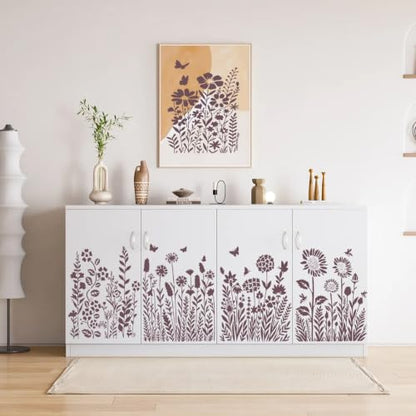 Large Reusable Flower Wall Stencils for Painting & Crafts, 9-Pc Kit