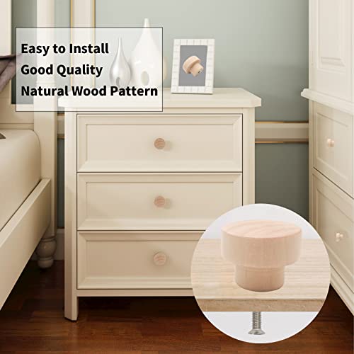 10PCS Wood Dresser Knobs Unfinished Wooden Cabinet Drawer Pulls 35mm - color: Flat Top Unfinished, size: 10 Pieces