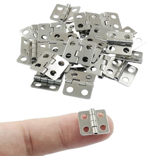 Mini Hinges 13 x 12mm, Silver, 24 Pcs - color: Silver, size: 13 x 12mm,24pcs
