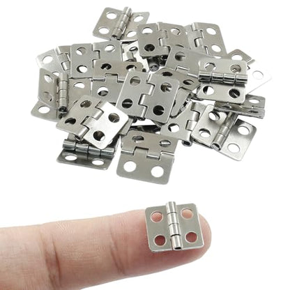 Mini Hinges 13 x 12mm, Silver, 24 Pcs - color: Silver, size: 13 x 12mm,24pcs