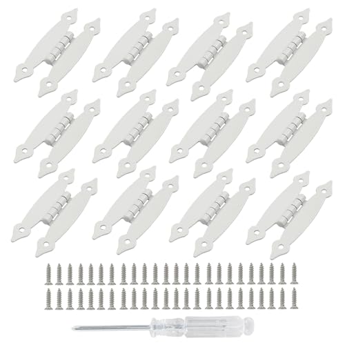 12 Pcs H-Shape Cabinet Hinges, White Hammercraft Flat Flush Mount - color: White, size: 12 Pack