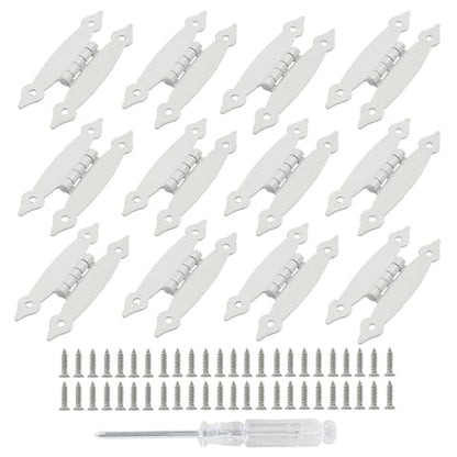 12 Pcs H-Shape Cabinet Hinges, White Hammercraft Flat Flush Mount - color: White, size: 12 Pack