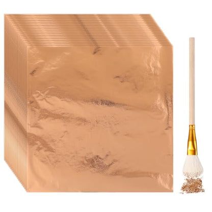 Cunhill 100 Pcs Imitation Gold Leaf Sheets, Art Foil Paper,Rose Gold - color: Rose Gold