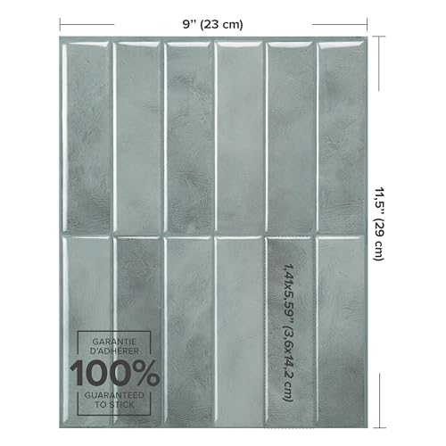 Smart Tiles Peel and Stick backsplash, Stacked Frost Gray, 11.43"x9" - color: Frost Gray