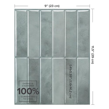 Smart Tiles Peel and Stick backsplash, Stacked Frost Gray, 11.43"x9" - color: Frost Gray