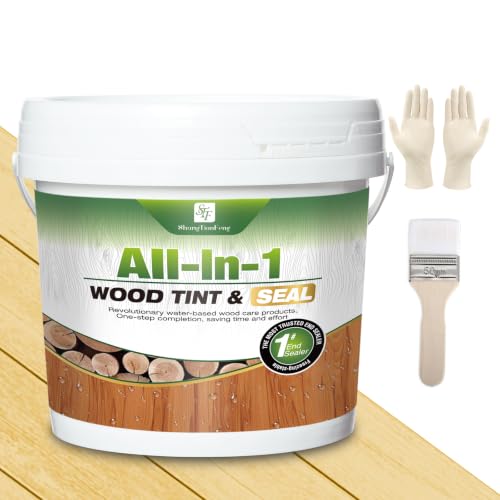 Advanced Wood Stain and Sealer in One, (Transparent, 1Gallon/128oz), Enhances Wood Grain, Waterproof, Flexible, Crack Resistant, Weather Resistant, Non-Toxic Environmentally Friendly - color: Transparent, size: 1Gallon/128oz