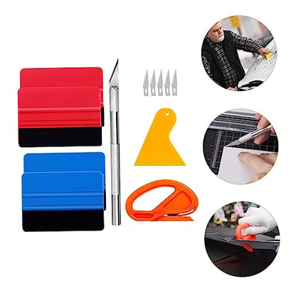 1Set Kit Vinyl Film Installation Tools for Window Tinting Ergonomic Design Durable Blades for DIY and Professional Use Includes Squeegees and Scrapers