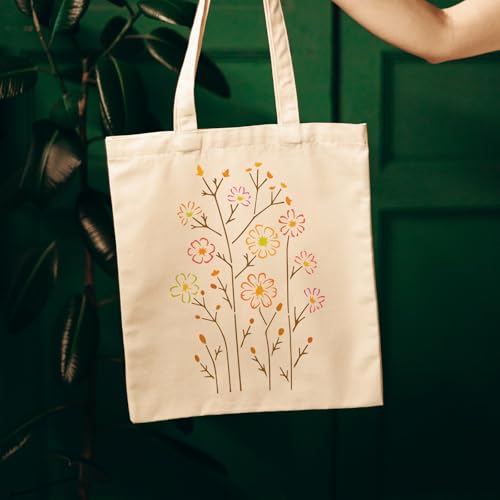 FINGERINSPIRE Line Wildflower Stencil with Brush 8.3x11.7inch Reusable Flowers Leaves Template Plastic PET Line Style Stencil Hollowed Plant Theme Template for Painting on Wood Clothes Canvas Fabric - style: Line Wildflower
