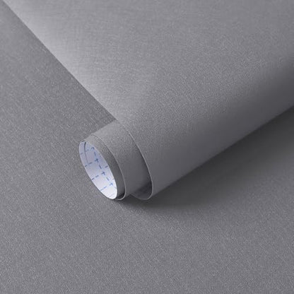 Dimoon 17.7''x118'' Peel and Stick Wallpaper Grey Contact Paper for New Environmentally Friendly Materials Thickening Upgrade Embossed Renter Friendly Gray Wall Paper Modern Vinyl Countertop Bedroom - color: Light Gray, size: 17.7" x 118"