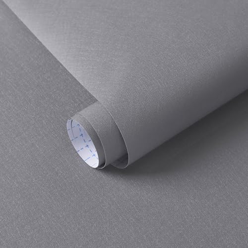 Dimoon 17.7''x118'' Peel and Stick Wallpaper Grey Contact Paper for New Environmentally Friendly Materials Thickening Upgrade Embossed Renter Friendly Gray Wall Paper Modern Vinyl Countertop Bedroom - color: Light Gray, size: 17.7" x 118"
