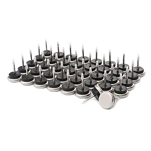 Dia Nail On Furniture Glides for Chairs, Tables - Furnigear Nickel Base Cushioned Furniture Nails - Allowing Chairs to Glide Effortlessly Over Carpet Floors (1", 40 Pack-Silver Gray) - size: 1" Silver Gray (40pcs)