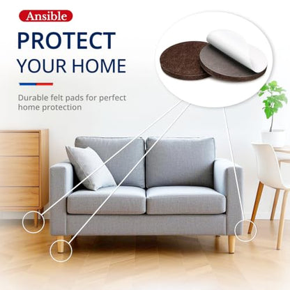 Ansible 60 PCS Felt Furniture Pads 1" for Hardwood Floors - size: 60 PCS 1" Brown, Round