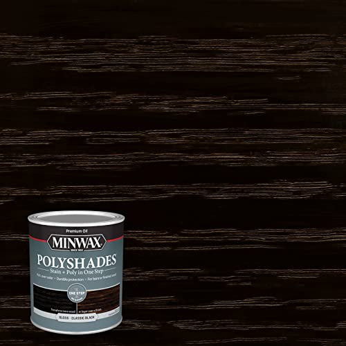 Minwax PolyShades Wood Stain + Polyurethane Finish – Quart, Classic Black, Gloss - color: Classic Black, size: 1 Quart, style: Gloss