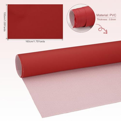 PATIKIL 63x39.4in Faux Leather Sheets, Faux Leather Fabric Sheets Vinyl Fabric Synthetic Soft Waterproof PVC for Replacement Upholstery Car Furniture Sofa Boat Marine, Wine Red - color: Wine Red