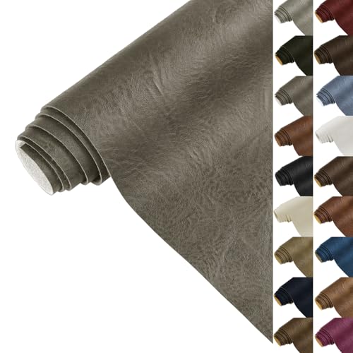 Faux Leather 1.0mm Upholstery Fabric by the Yard 55x36 Inch Grey Brown - color: Grey Brown, size: Pre Cut 1 Yard