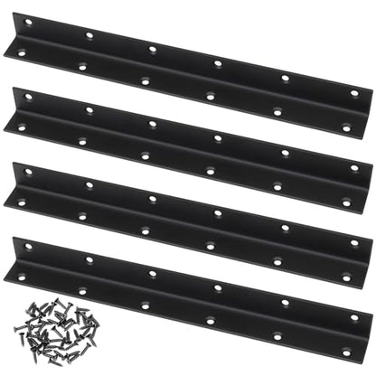 Raised Garden Bed Corner Brackets, 4pcs L Bracket, 90 Degree Angle Brackets, Black Metal Bed Corner Bracket Connectors for Furniture, Wood Frame, Shelf, Cabinet (275x25x25mm)