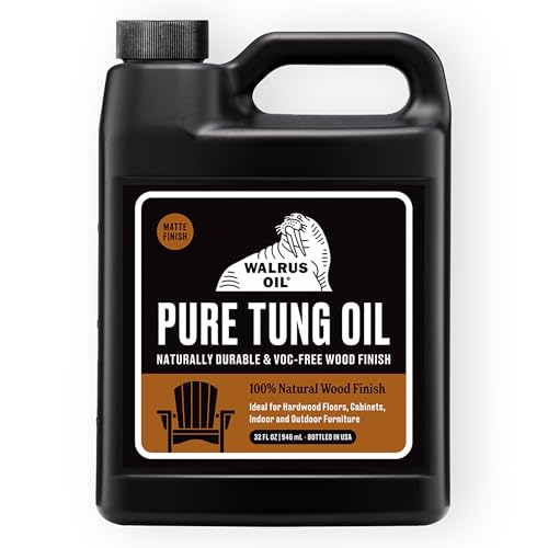 Walrus Oil - 100% Pure Tung Oil, Wood Finish for Any Woodworking Project, Natural, Vegan, Food-Safe. 32oz Jug