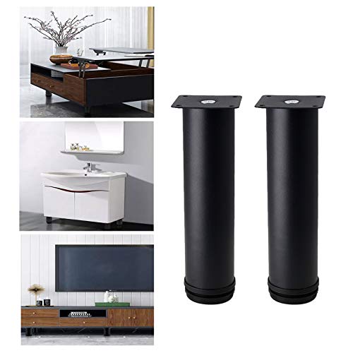 Set of 4 Adjustable Stainless Steel Furniture Legs 8 Inch Black - color: Black, size: 8 inch