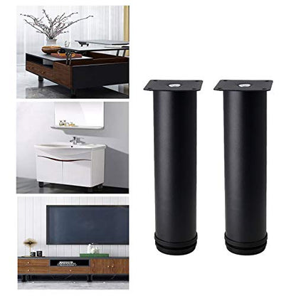 Set of 4 Adjustable Stainless Steel Furniture Legs 8 Inch Black - color: Black, size: 8 inch