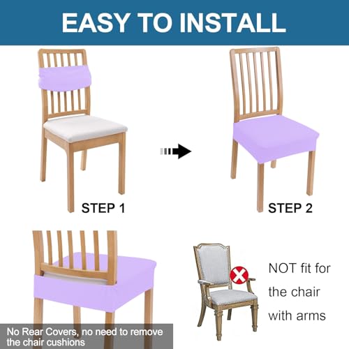 Smiry Waterproof Seat Covers for Dining Room Chairs, Set of 2 - color: Lavender, size: Set of 2