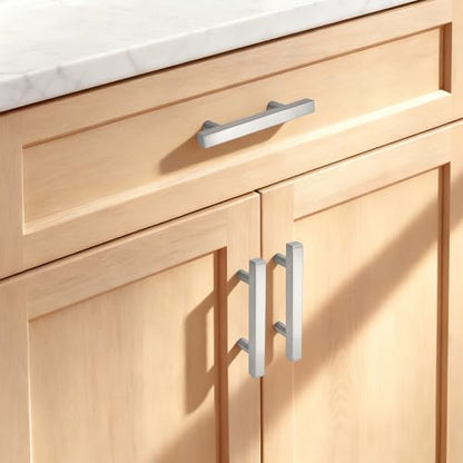Probrico Brushed Nickel Cabinet Pulls & Handles 3" CC Square 5 Pack - color: Brushed Nickel, size: Hole Center: 76mm(3inch)
