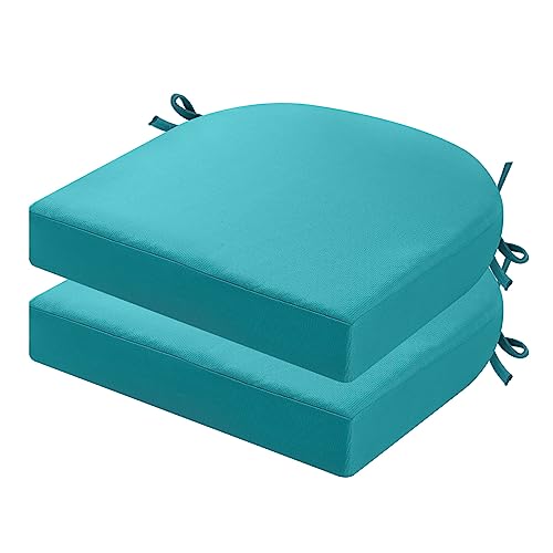 idee-home Outdoor Chair Cushions Set of 2, 17 x 17 Outdoor Seat Cushions - color: A Peacock Blue, size: 17X17X2 Inch-u Shaped