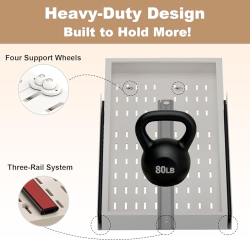 Fokyfok Pull out Cabinet Organizer,11"-17"W,25"-32"D,Expandable,Adhesive - color: White, size: (11"W-17"W)X(25"D-32"D)