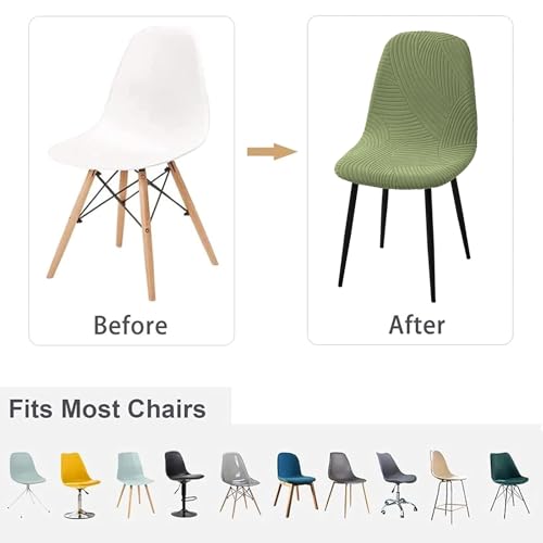 HAOYONG Modern Dining Chair Covers Printed Shell Chair Cover Lounge Armless Chair Cover Stretchable Slipcovers for Kitchen, Office, Dining Room and Living Room(Set of 6) - color: Olive Green, size: 6 PCS
