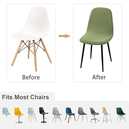 HAOYONG Modern Dining Chair Covers Printed Shell Chair Cover Lounge Armless Chair Cover Stretchable Slipcovers for Kitchen, Office, Dining Room and Living Room(Set of 6) - color: Olive Green, size: 6 PCS
