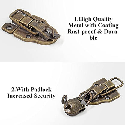 2 Pcs Retro Style Cabinet Duckbilled Toggle Hasp Latch, Antique Bronze