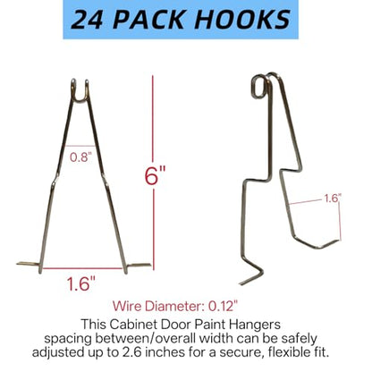 24 Pack 6" Sharp Tip Cabinet Door Painting Hangers, Spray Hooks - color: 24 Pack-sharp Tip Upgrade